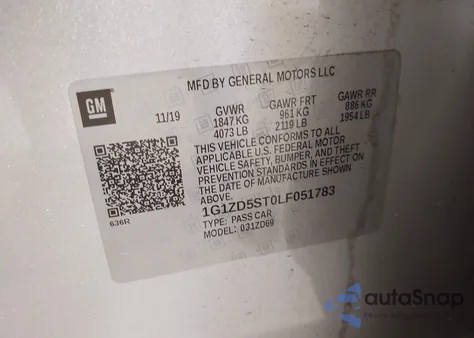 2020 Chevrolet Malibu Fwd Lt из США, поврежденный, VIN 1G1ZD5ST0LF051783